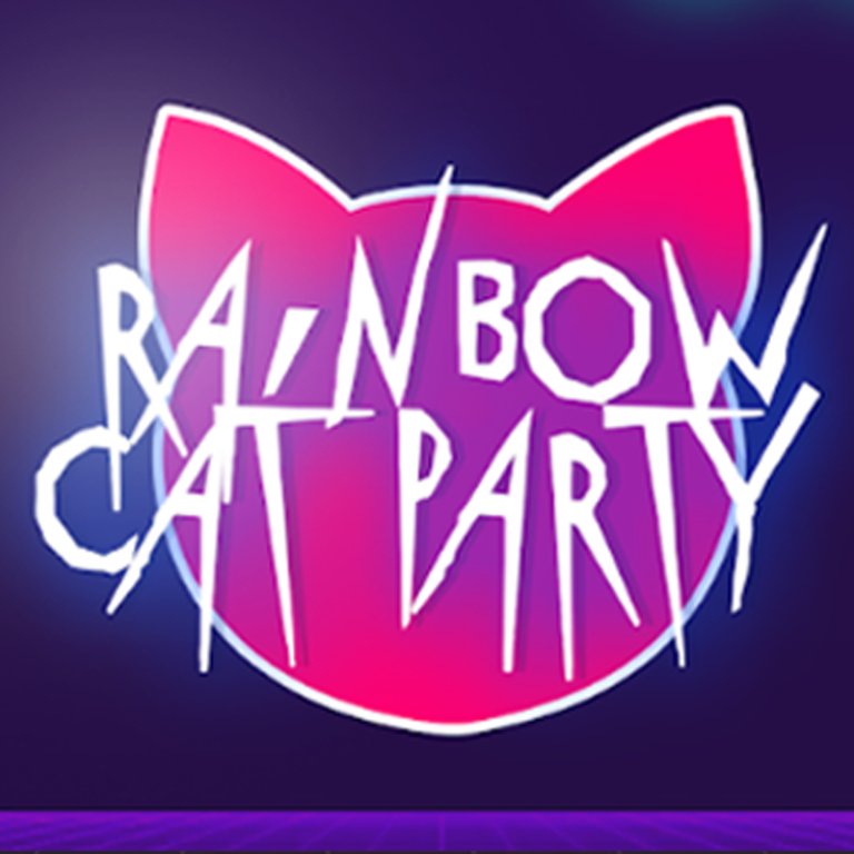 Rainbow Cat Party Game Logo Design