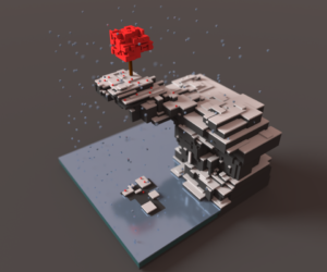 Snowy Cliff Voxel Model